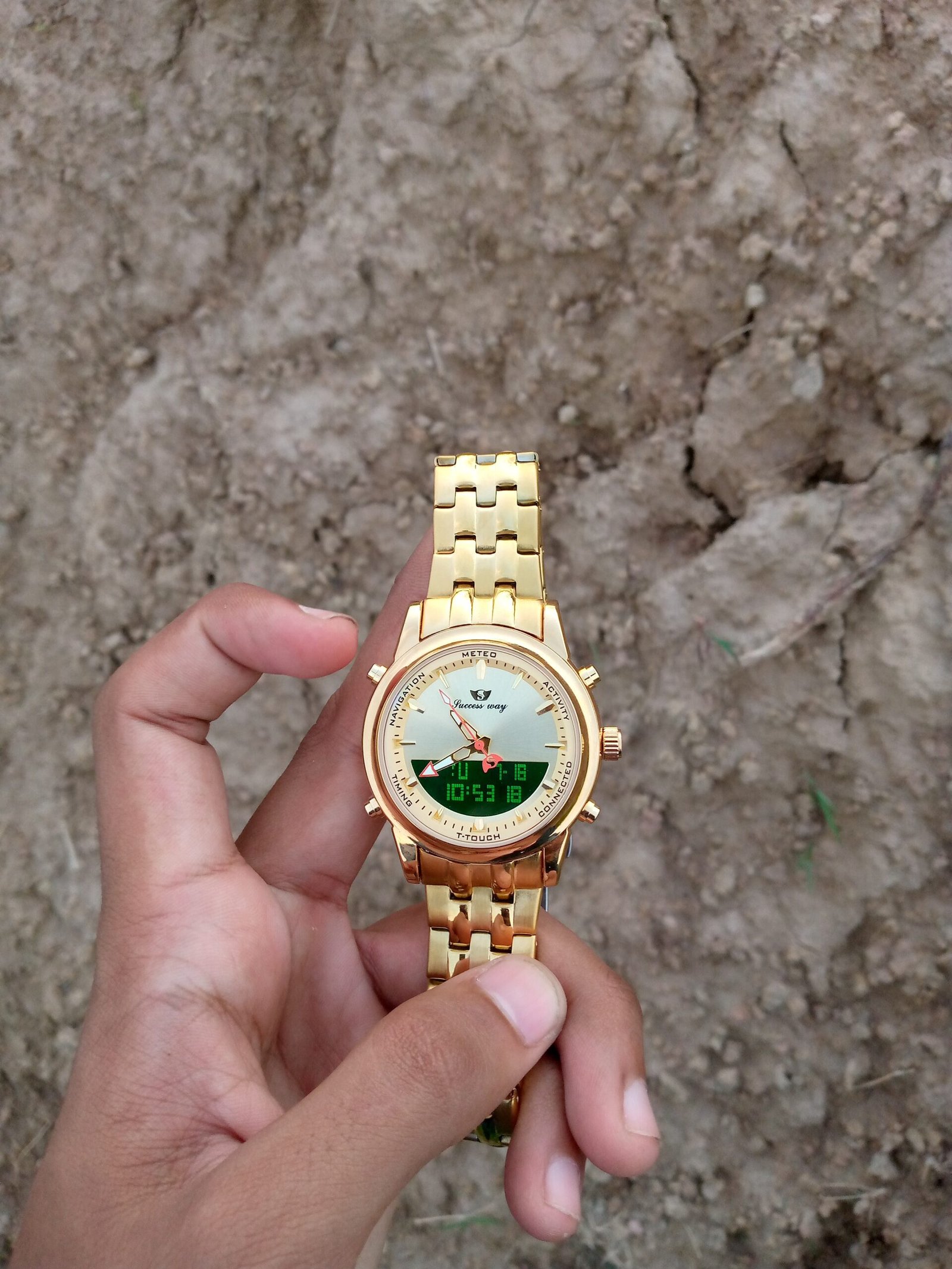 Fashion Digital Watch Full Steel LED Sports Watch Day Date Calendar male Gold Watch